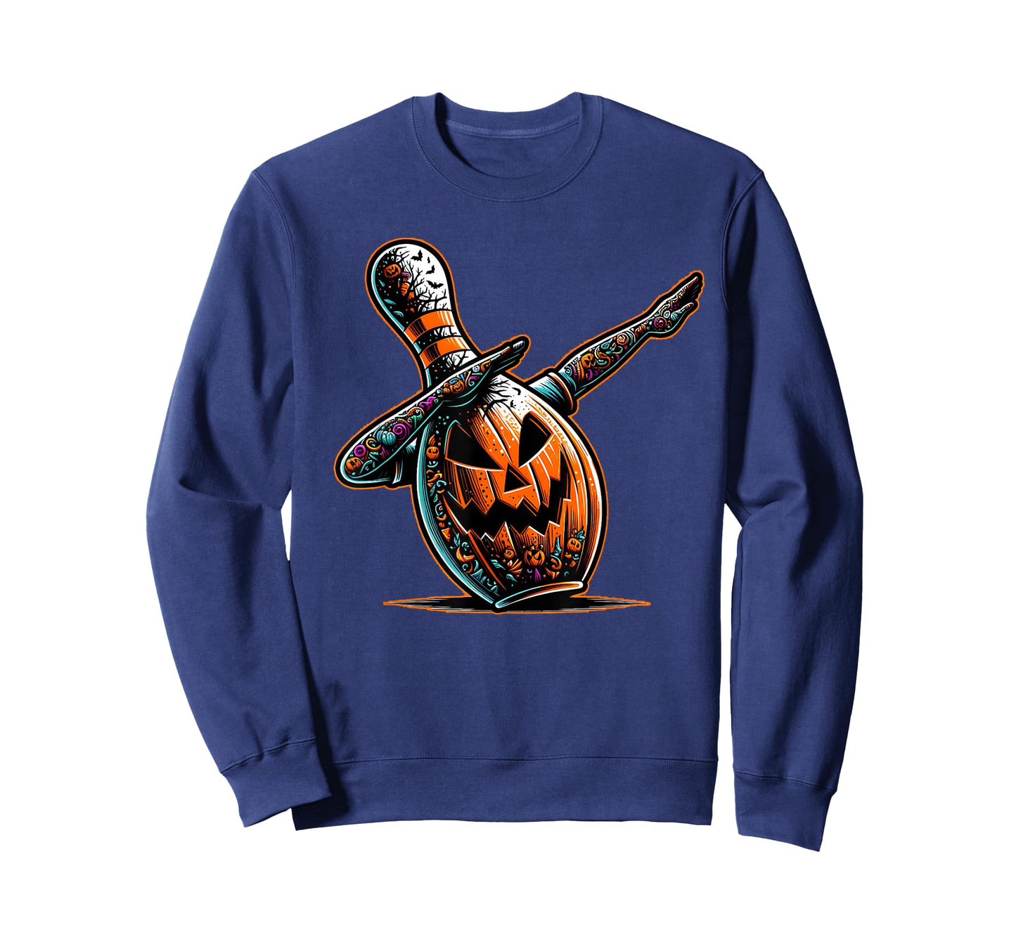 Dabbing Bowling Pin Bowler Jack O Lantern Spooky Halloween T-Shirt