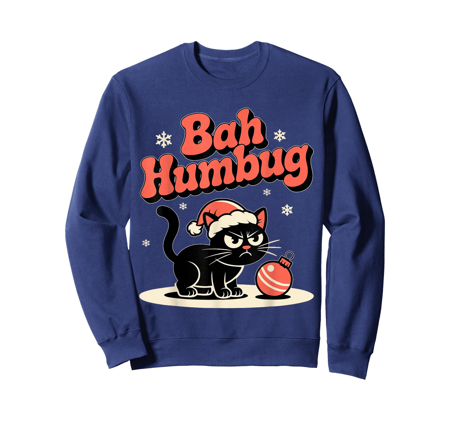 Bah Humbug Funny Bad Cat Christmas Hater Cat Lover Xmas T-Shirt