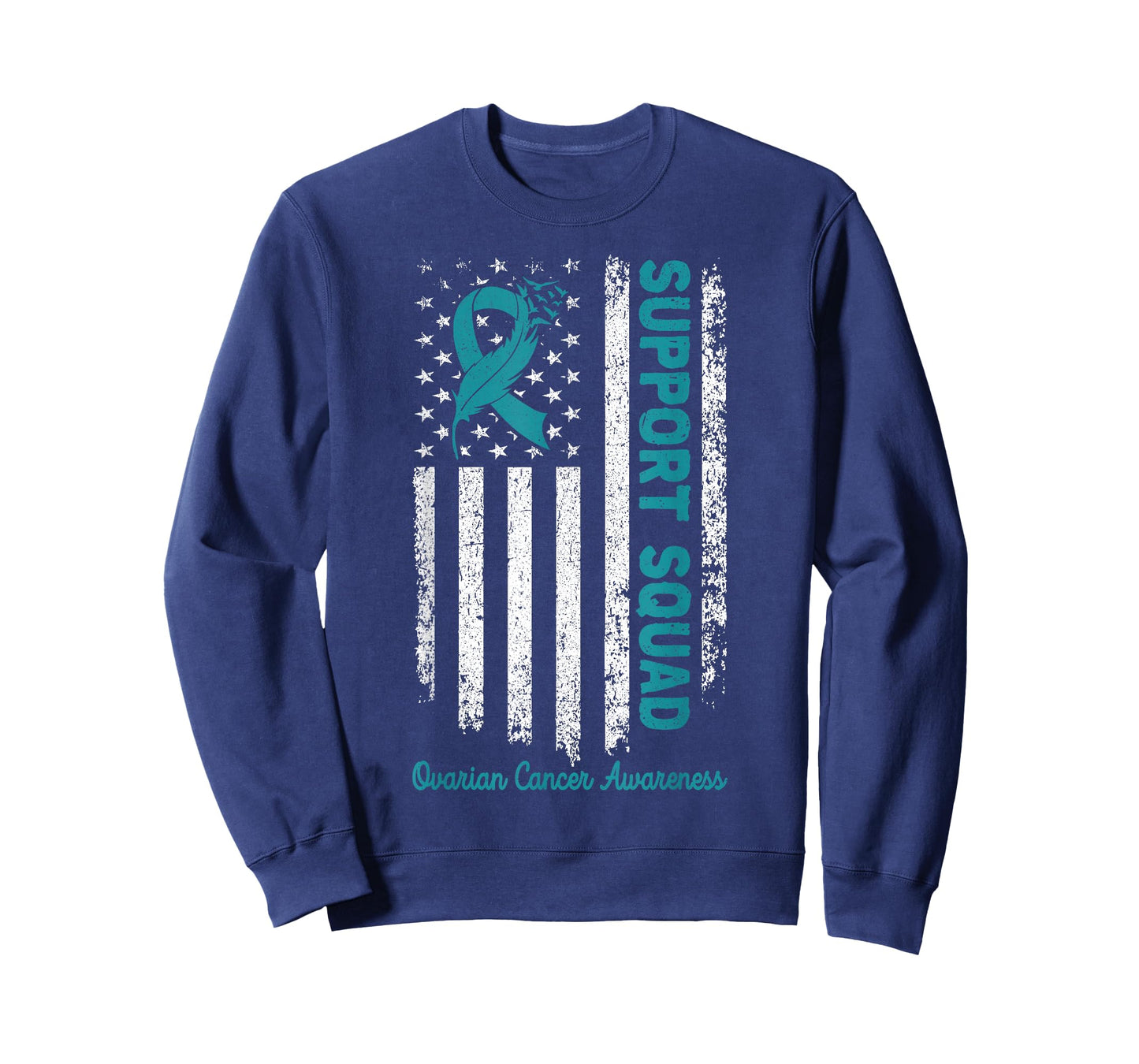 Support Squad Ovarian Cancer Awareness Teal Ribbon Ovarian T-Shirt