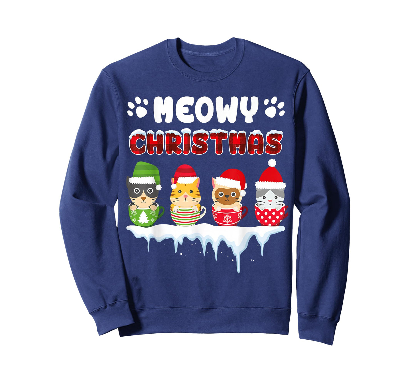 Funny Cat Meowy Christmas T-Shirt