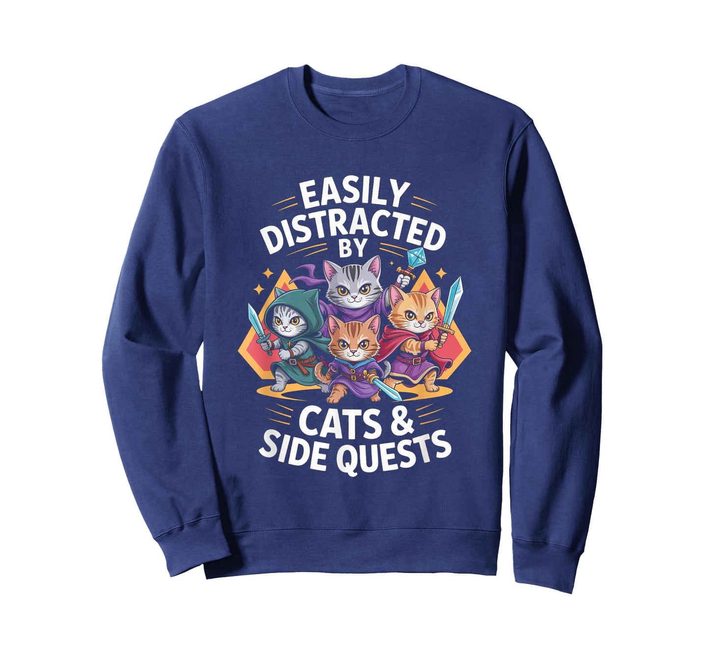 Cats Side Quest Distracted Tabletop Funny Men Women Kids Dad T-Shirt