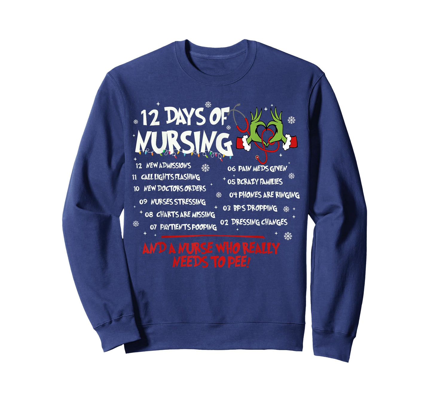 12 Days of Nursing Nurse Merry Christmas Xmas Pajama Holiday T-Shirt