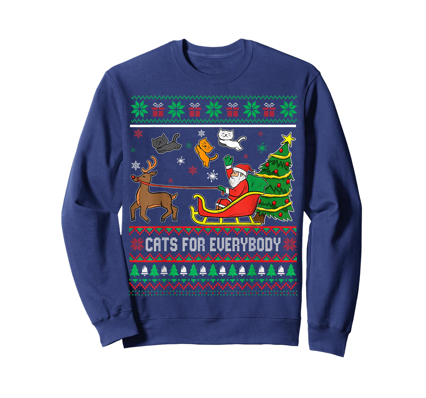 Cats For Everybody Christmas Cat Santa Funny Ugly Xmas Men Women Kids T-Shirt
