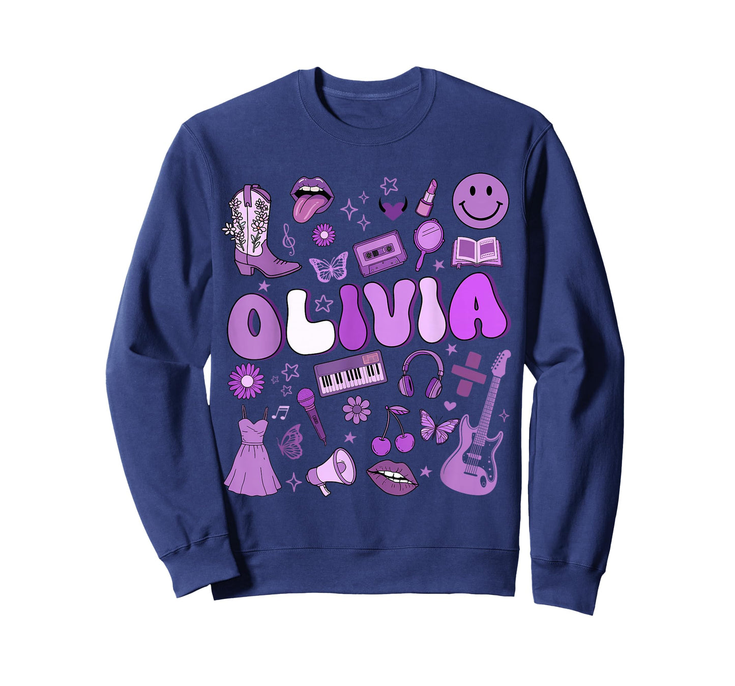 Olivia First Name I Love Olivia Groovy 80's Girls Kids T-Shirt