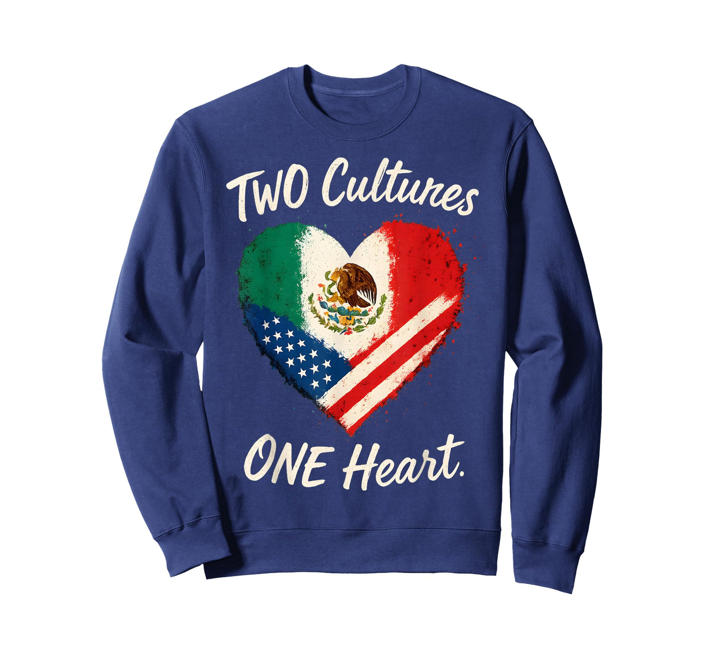 Two Cultures One Heart Half American Half Mexican USA Mexico T-Shirt
