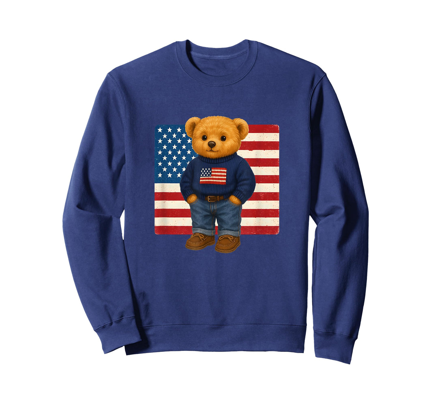 Cool American USA Teddy Bear Illustration Graphic Designs T-Shirt