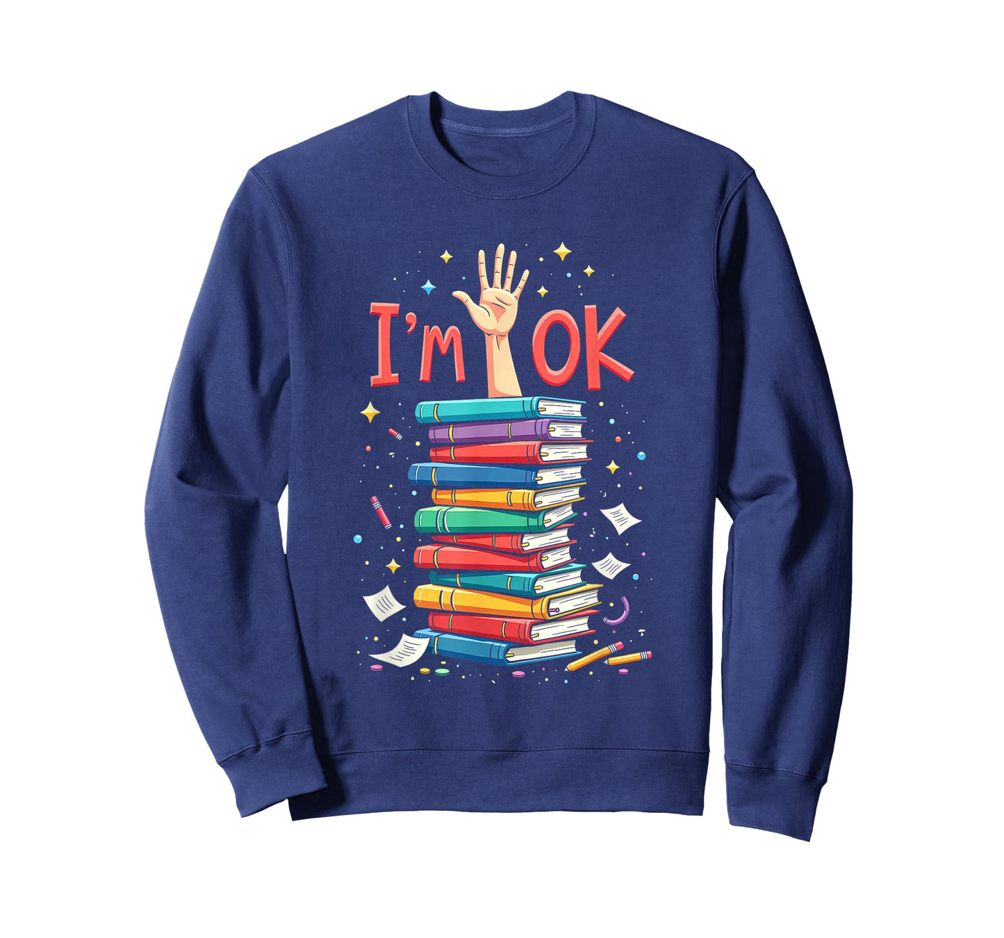 Reading Books Librarian Reader Nerd I'm Ok School Teacher T-Shirt