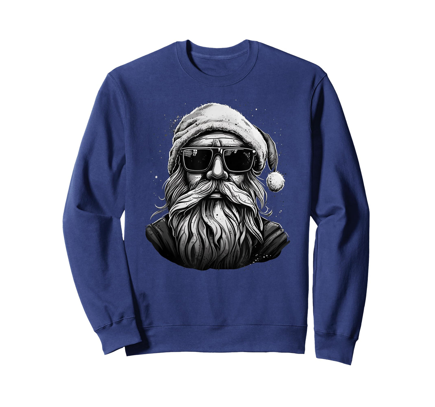 Funny Cool Santa Face Hipster with Beard & Glasses Christmas T-Shirt