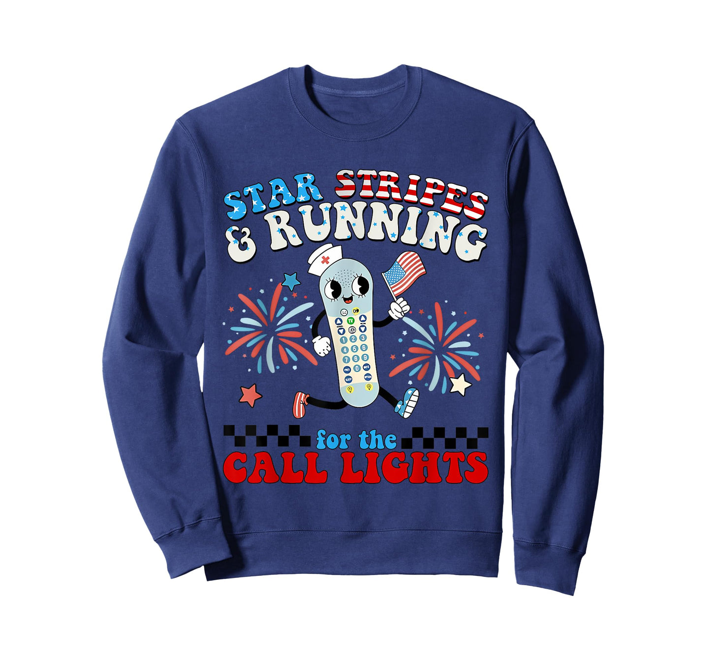 4th July Er Nurse Stars Stripes and Running for Call Lights T-Shirt