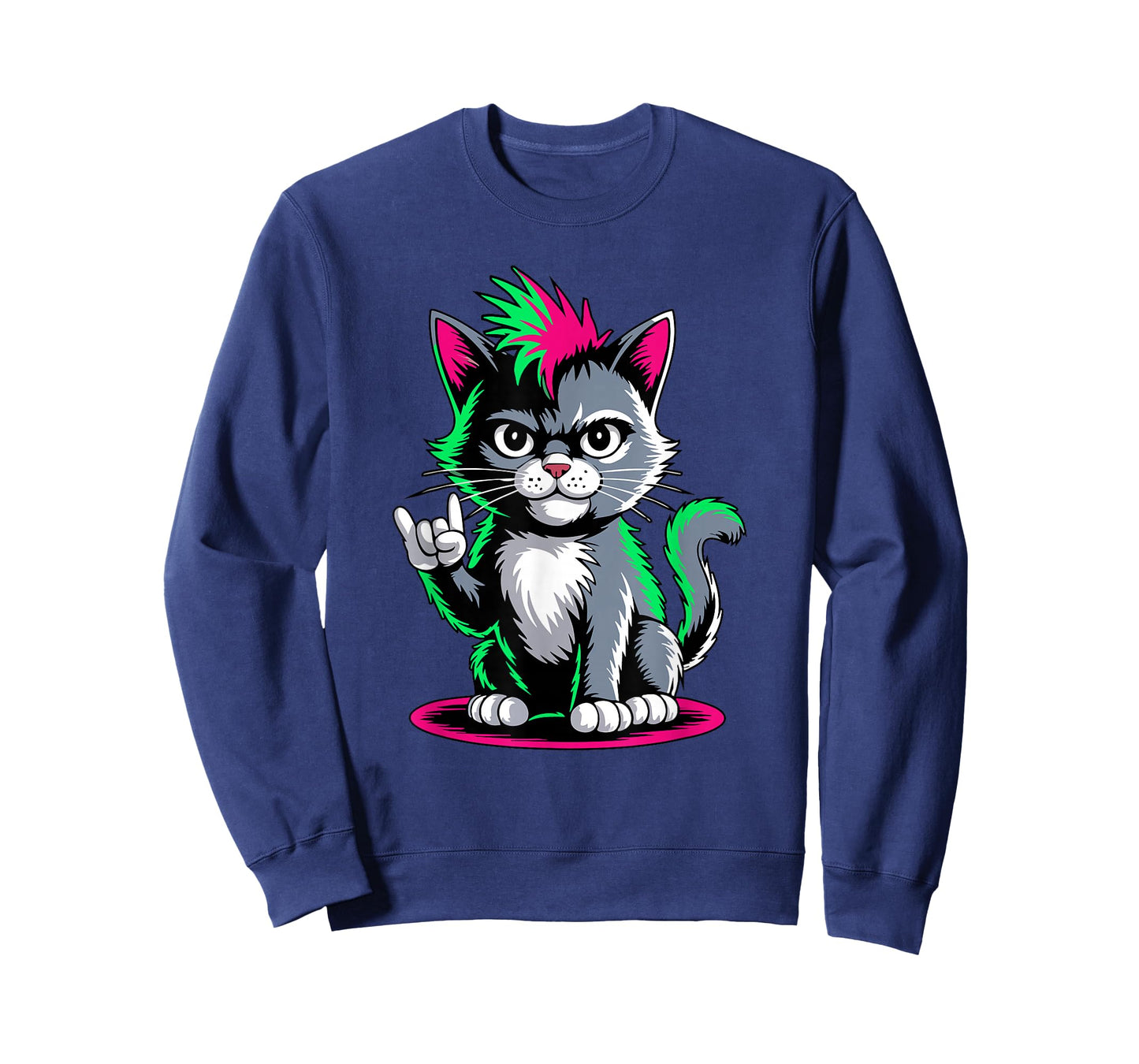 Punk Rock Men Kids Women Funny Cat T-Shirt