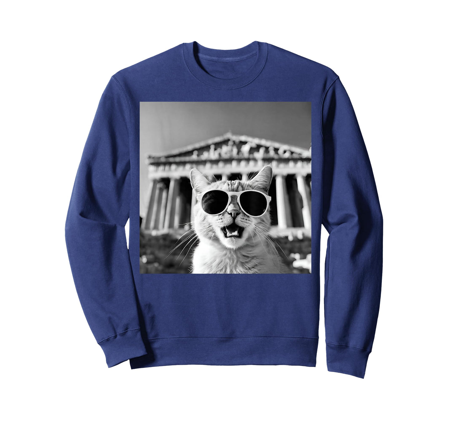 Funny Cat Wearing Sunglasses In Greece, Athens at Parthenon T-Shirt