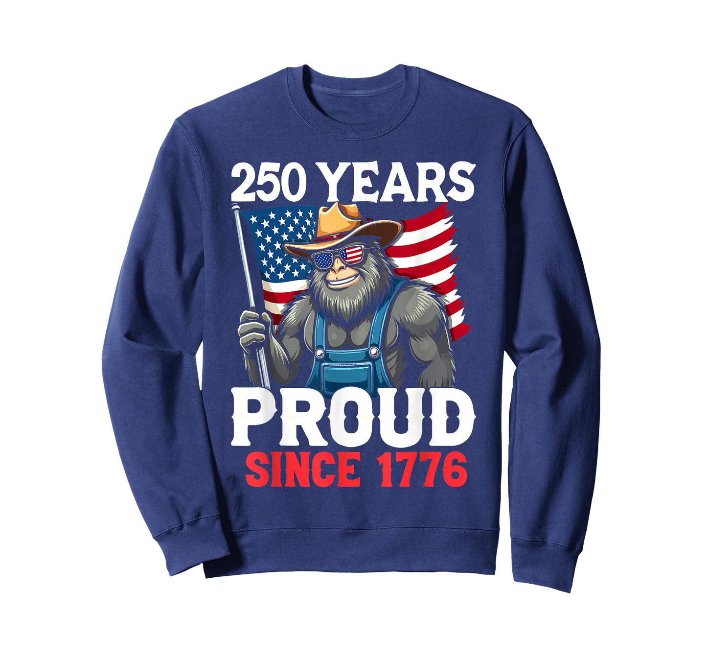 Farmer Bigfoot and Flag 250 Years 1776-2026 250th Birthday T-Shirt