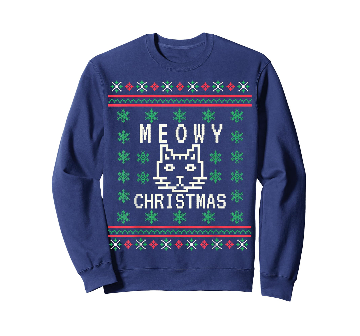 Funny Meowy Cat Christmas Ugly Sweater T-Shirt