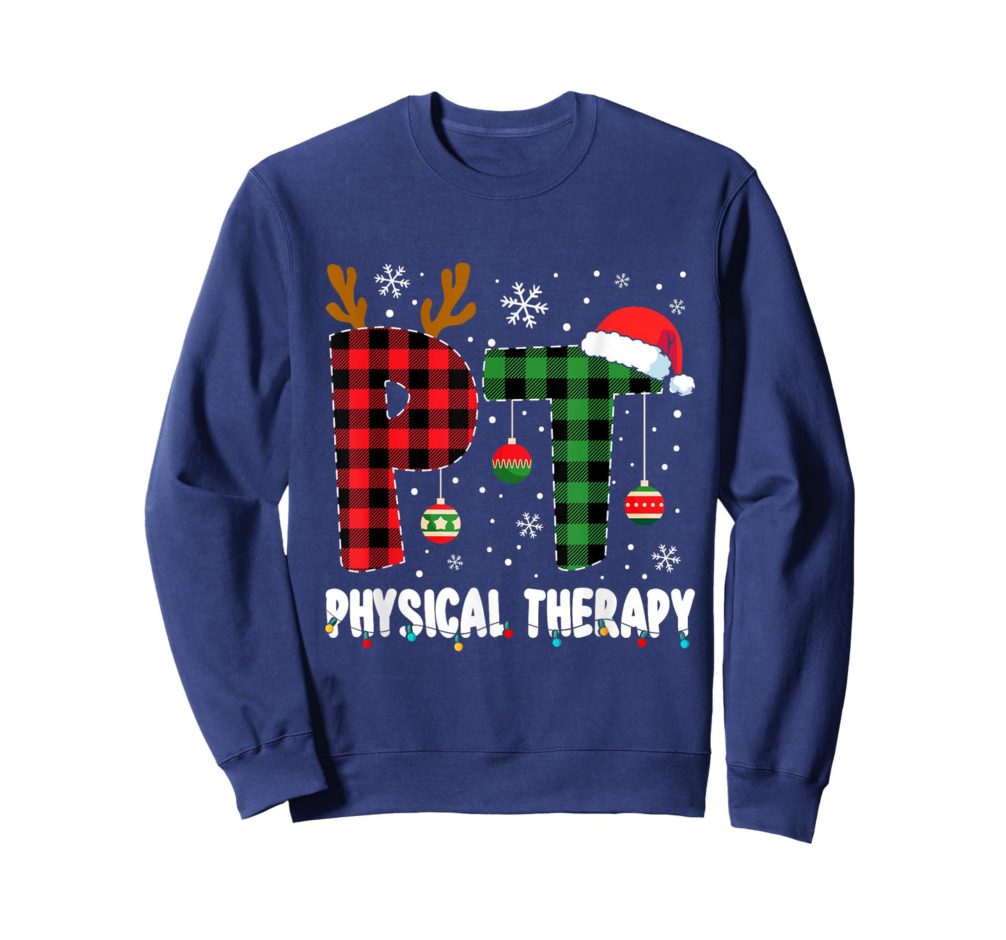 Christmas Physical Therapy Apparel Unisex-Adults T-Shirt Black Small Crew Neck Short Sleeve Modern Classic Christmas Physical Therapy Assistant T-Shirt