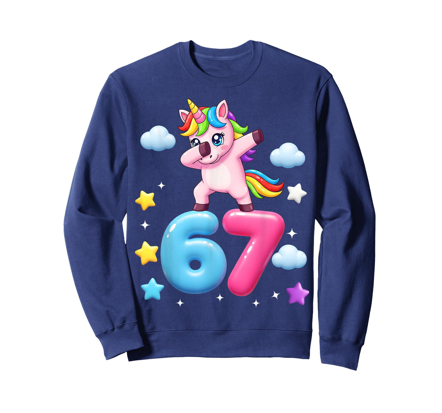 Funny 67 Meme Six Seven Unicorn Brainrot Dab for Girls Kids T-Shirt