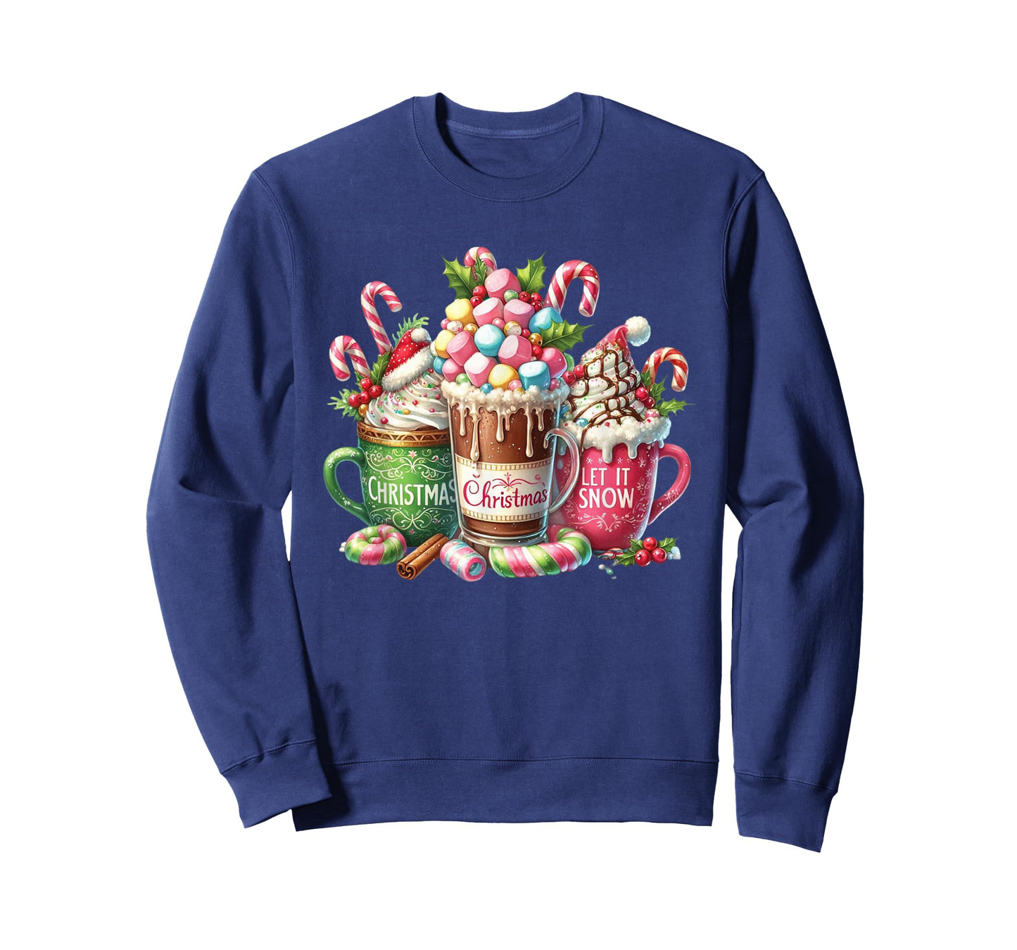 Christmas Cocoa Mug Candy Cane Marshmallow Holiday Graphic T-Shirt