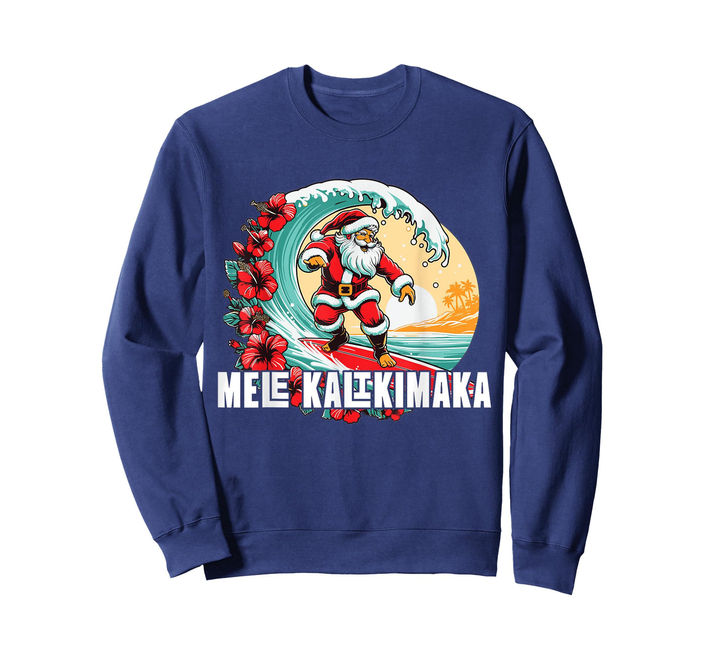 Mele Kalikimaka Hawaii Santa Hawaiian Christmas T-Shirt