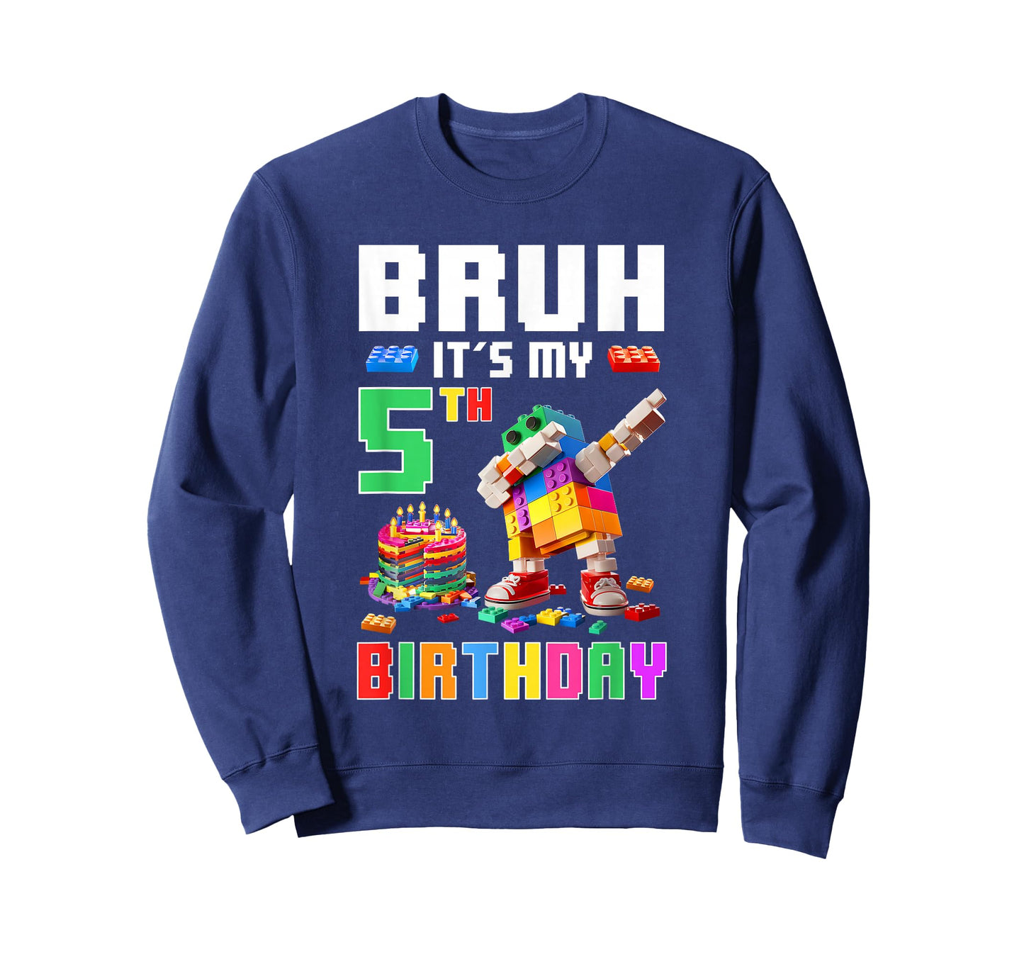 Bruh Its My 5Th Birthday Master Builder Dabbing Block Brick T-Shirt