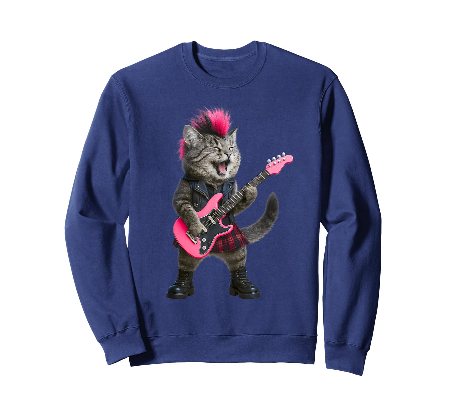 Funny Cat Rock and Roll Music Band For Women Girls Kids T-Shirt