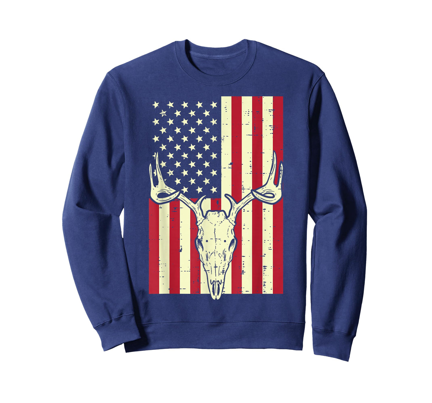 American Flag Deer Skull Vintage Hunting Patriotic Hunt Dad T-Shirt