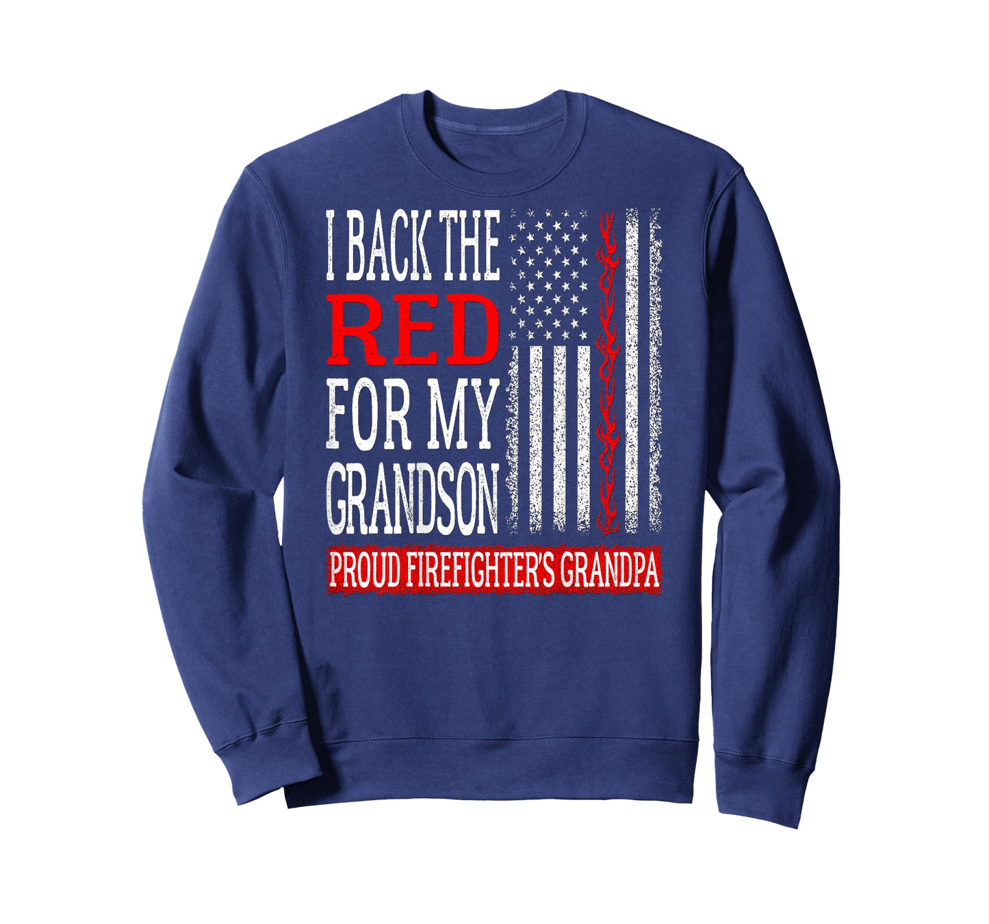 Mens I Back The Red For My Grandson Firefighter's Grandpa Family T-Shirt