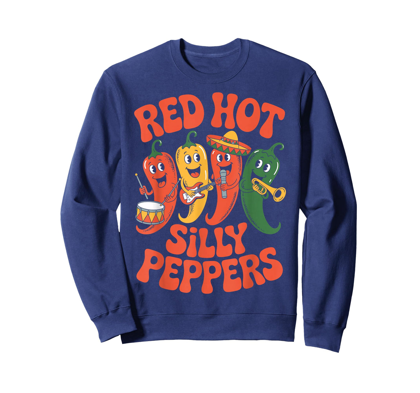 Red Hot Silly Peppers Funny Chili Band Cartoon Retro T-Shirt