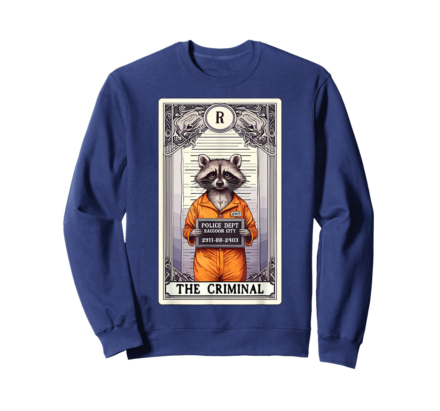 The Criminal Mugshot Funny Racoon Tarot Card Raccoon T-Shirt