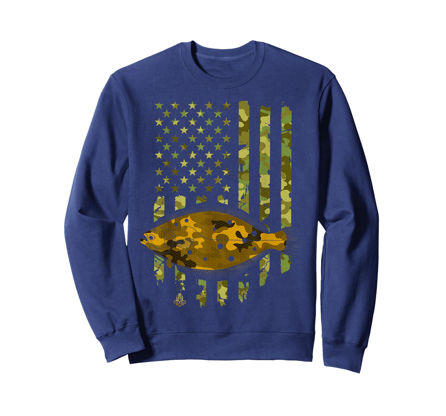 Flatfish Fishing Plaice Halibut American Flag Camouflage T-Shirt