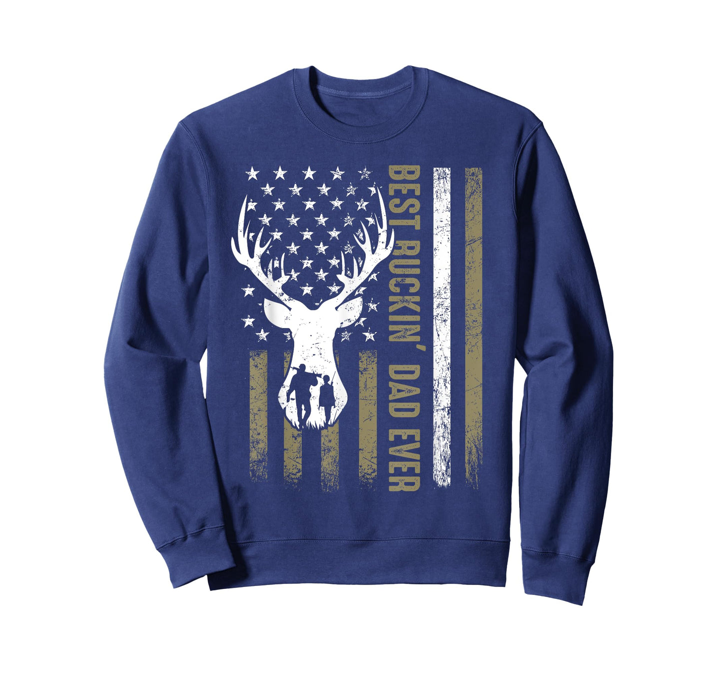Best Buckin' Dad Ever Deer Hunting Fathers Day American Flag T-Shirt for Women Men