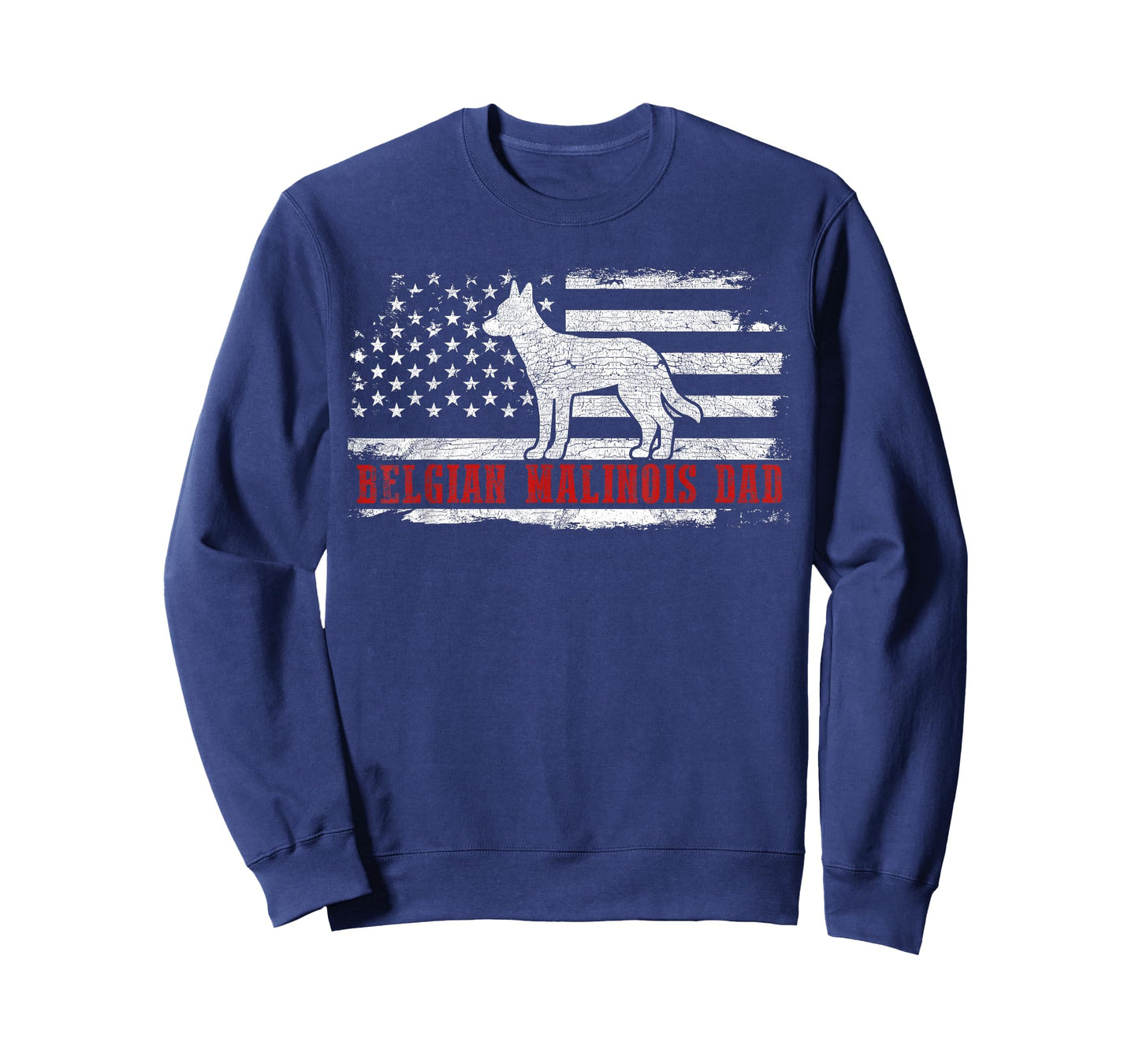 Belgian Malinois Dad Distressed American Flag Patriotic Dog T-Shirt