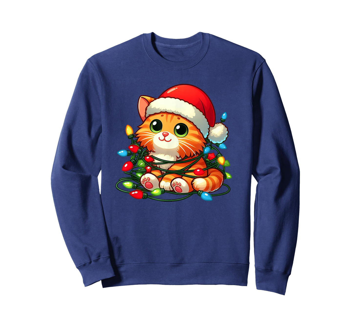 Orange Tabby Cat Christmas Lights Pet Funny Xmas T-Shirt for Men Women Kids