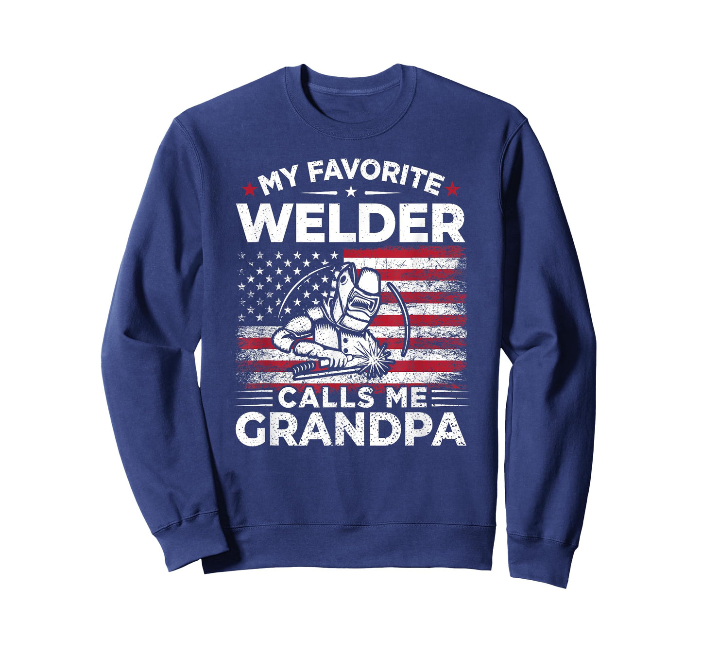 My Favorite Welder Calls Me Grandpa USA Flag Grandma Gift T-Shirt for Women Men