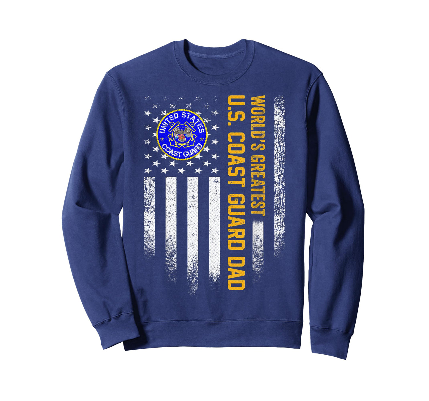 Vintage USA Flag World's Greatest US Coast Guard Veteran Dad T-Shirt