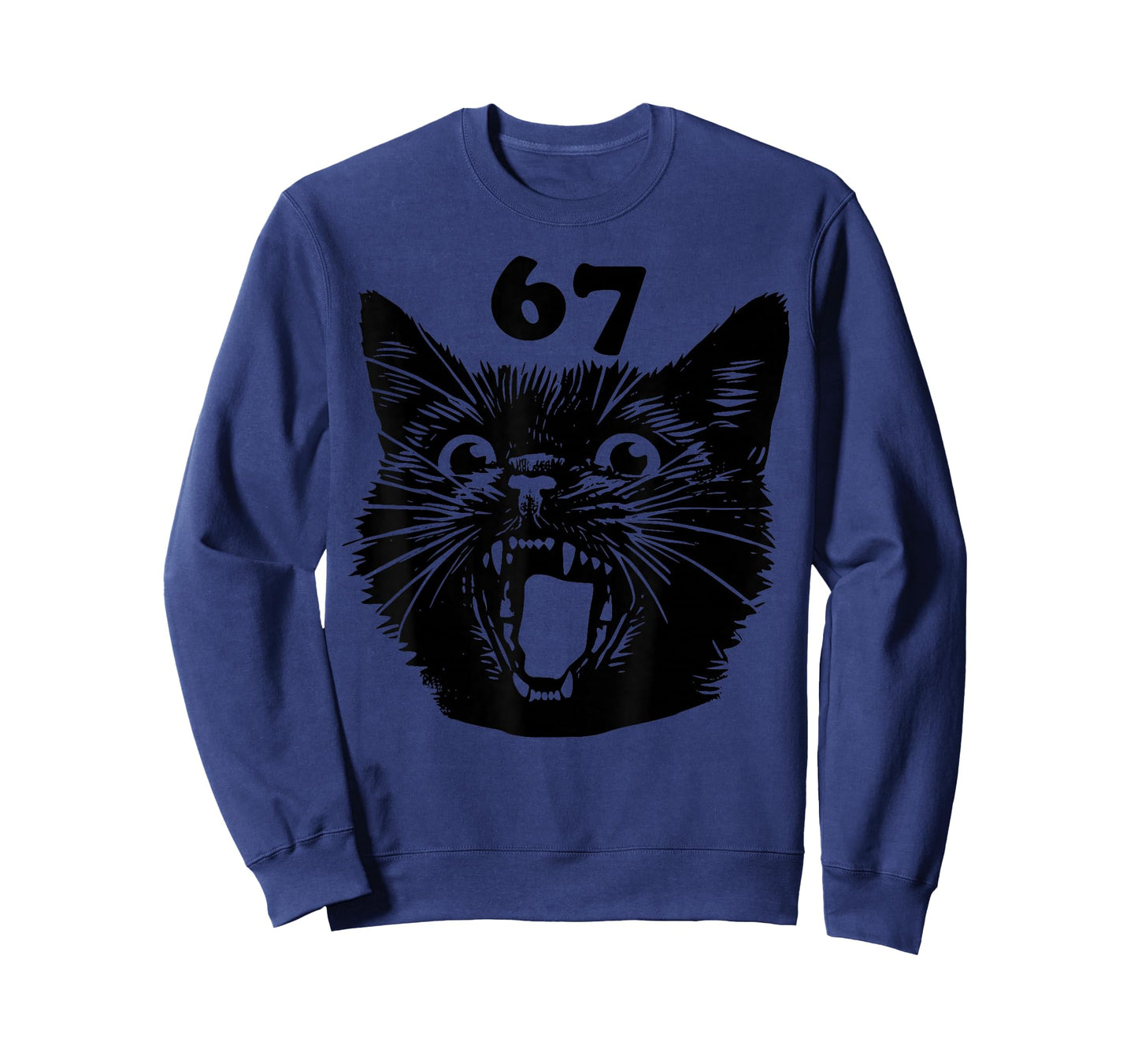67 Halloween Black Cat Brainrot Meme Six Seven Girls Kids T-Shirt