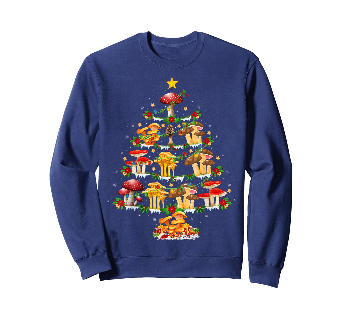 Mushroom Christmas Tree Lights Funny Mushroom Xmas T-Shirt