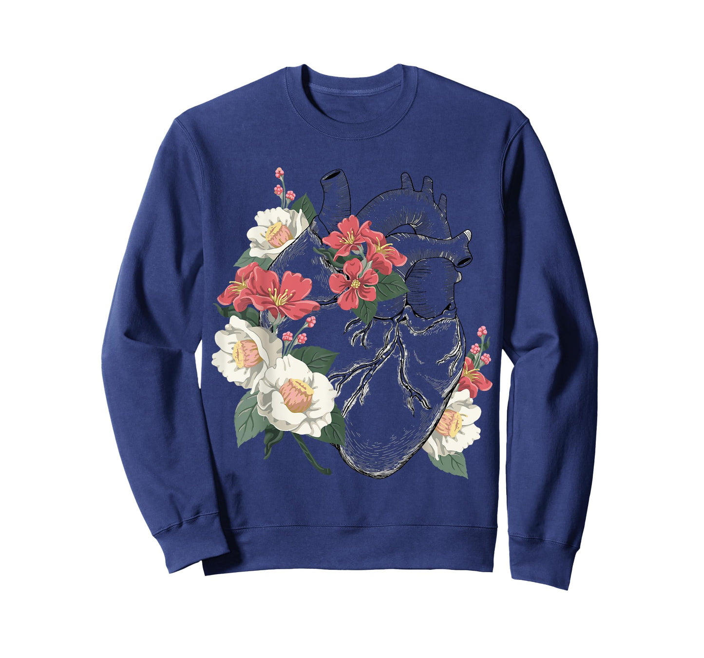 Anatomical Heart and Flowers Anatomy Heart Cute Cardiologist T-Shirt