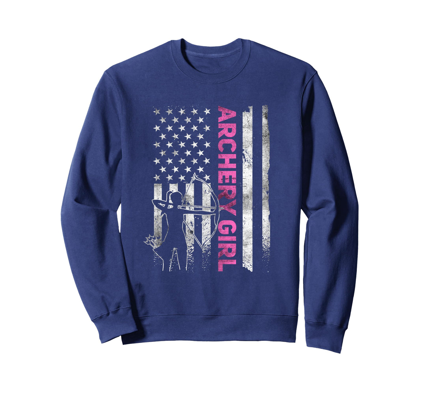 Retro American Archery Girl Apparel US Flag Female Archer T-Shirt