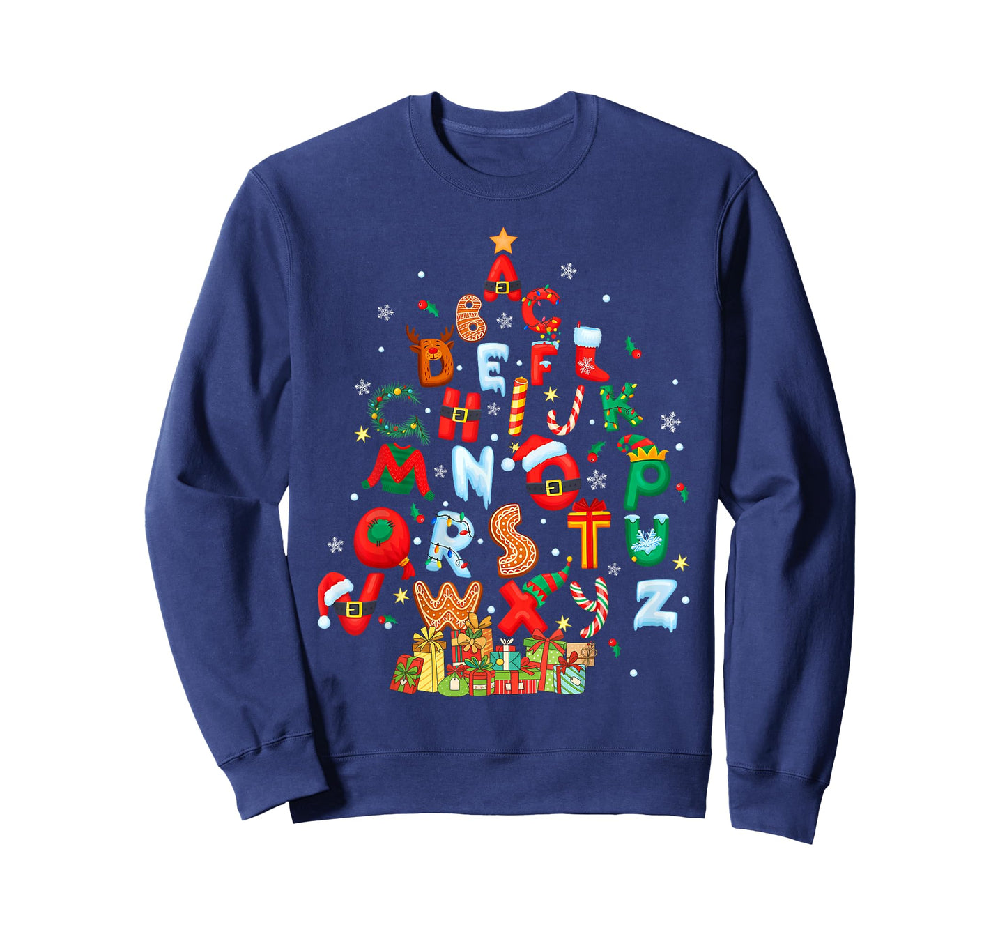Christmas Alphabet Tree Santa Hat Gingerbread Xmas Teacher T-Shirt