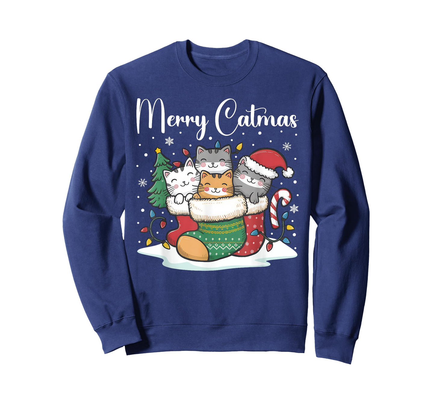 Christmas Pajamas Cats Merry Catmas Xmas Outfit Funny Cat T-Shirt
