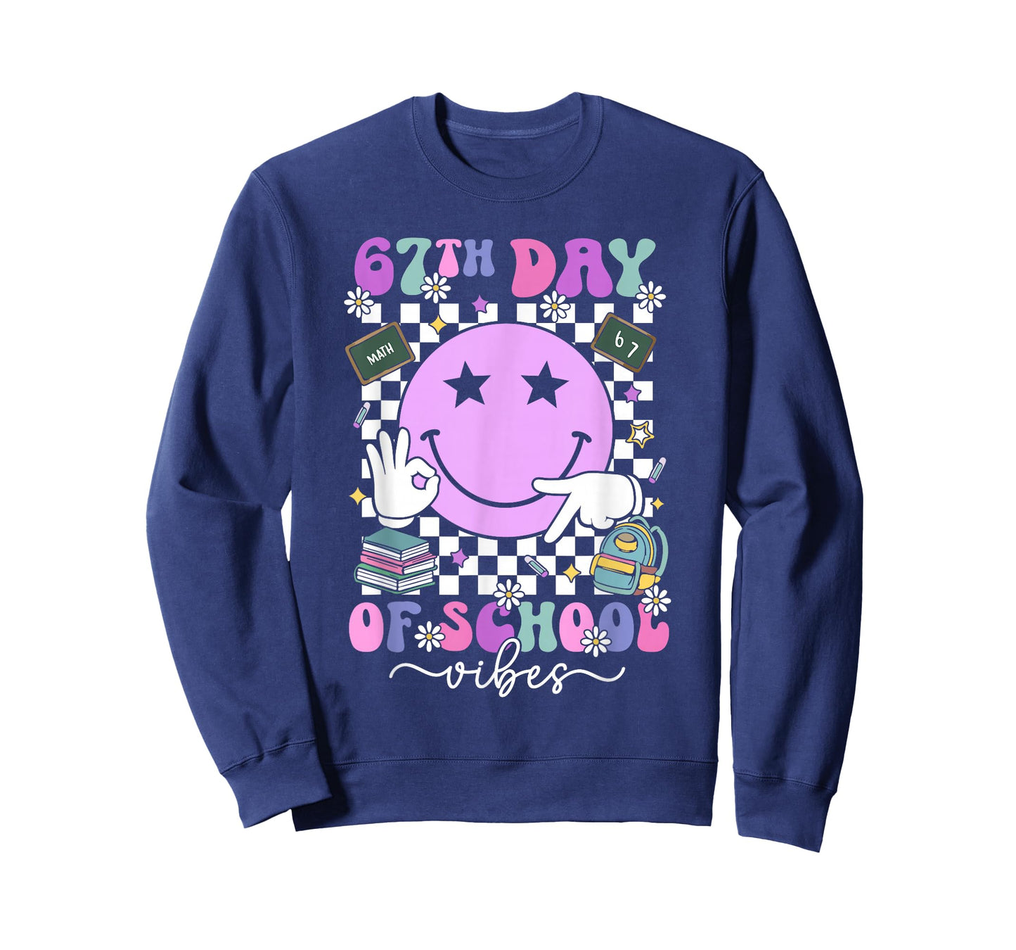 67 Days of School Meme 100th Day of School Vibes Smile Face T-Shirt