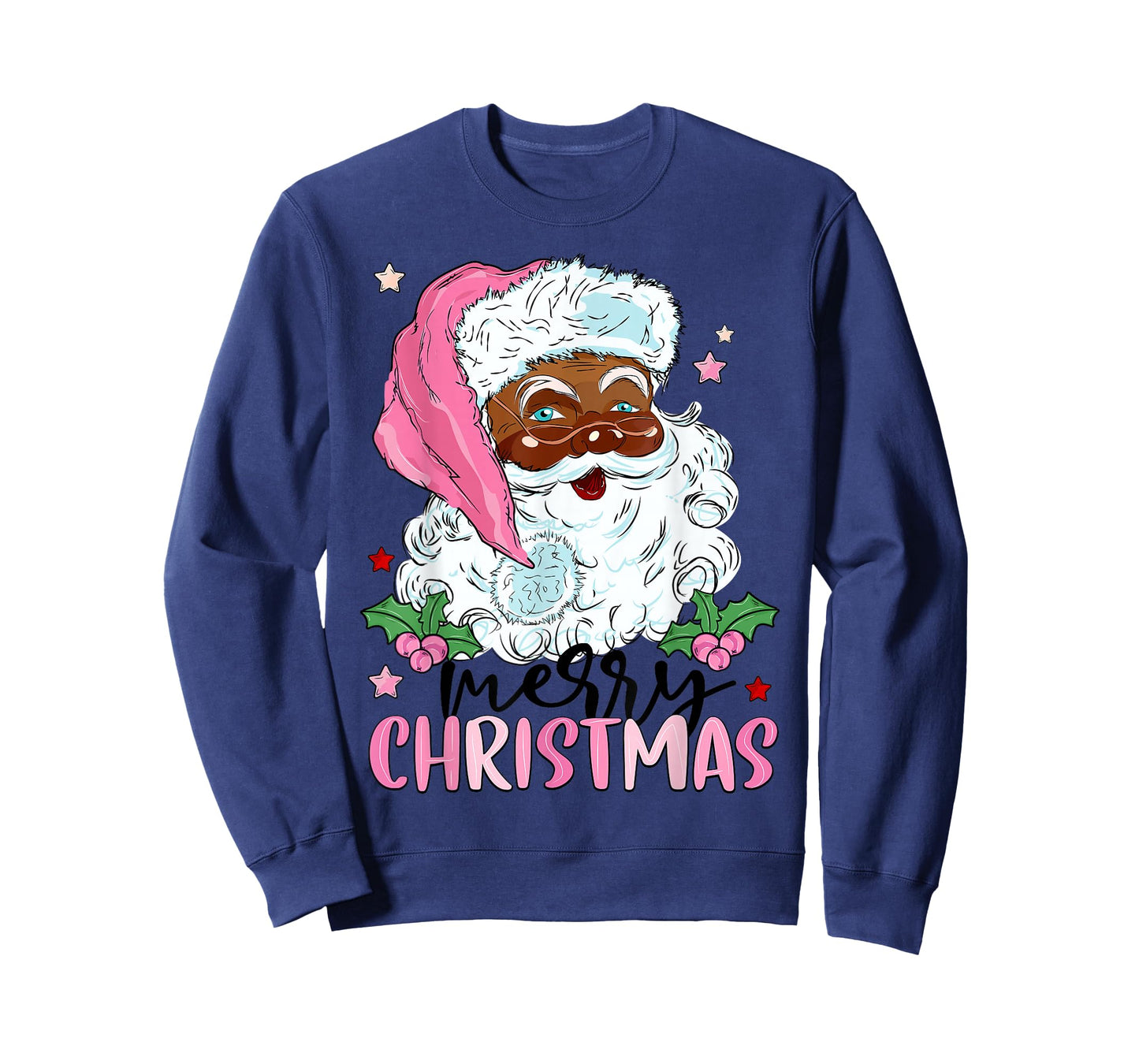Merry Christmas Santa Claus Black Afro African American Xmas T-Shirt