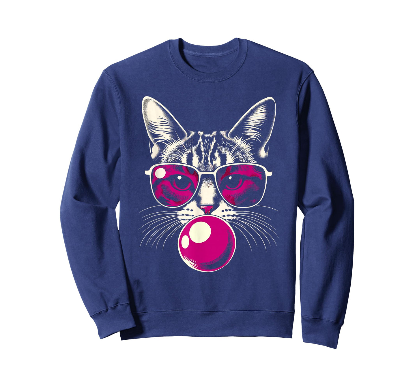Cat in Pink Glasses Pink Bubble Men Women Kids Funny Cat T-Shirt