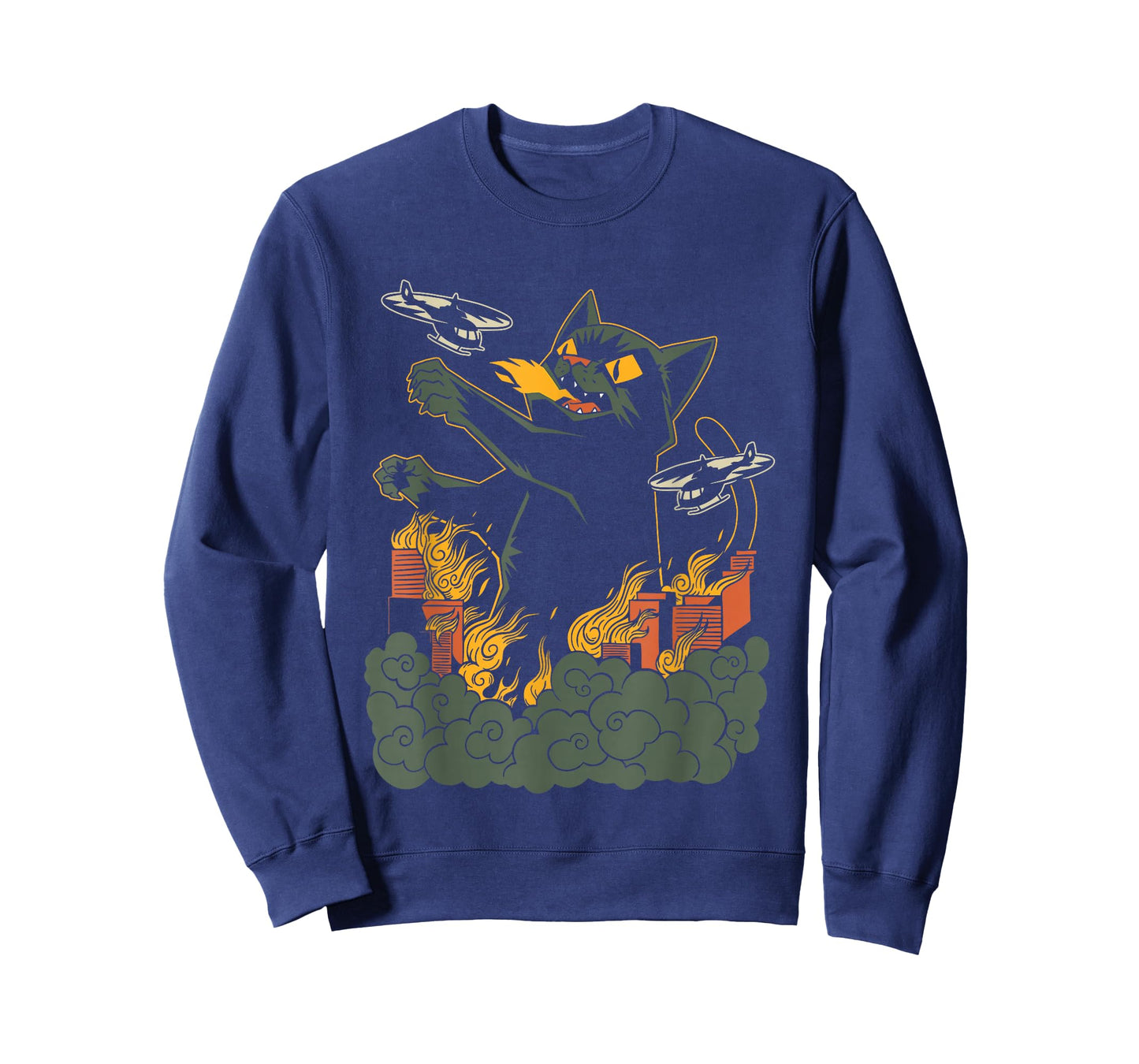 Kaiju Cat Anime Comic Art Japanese Zilla Big Cat Graphic T-Shirt