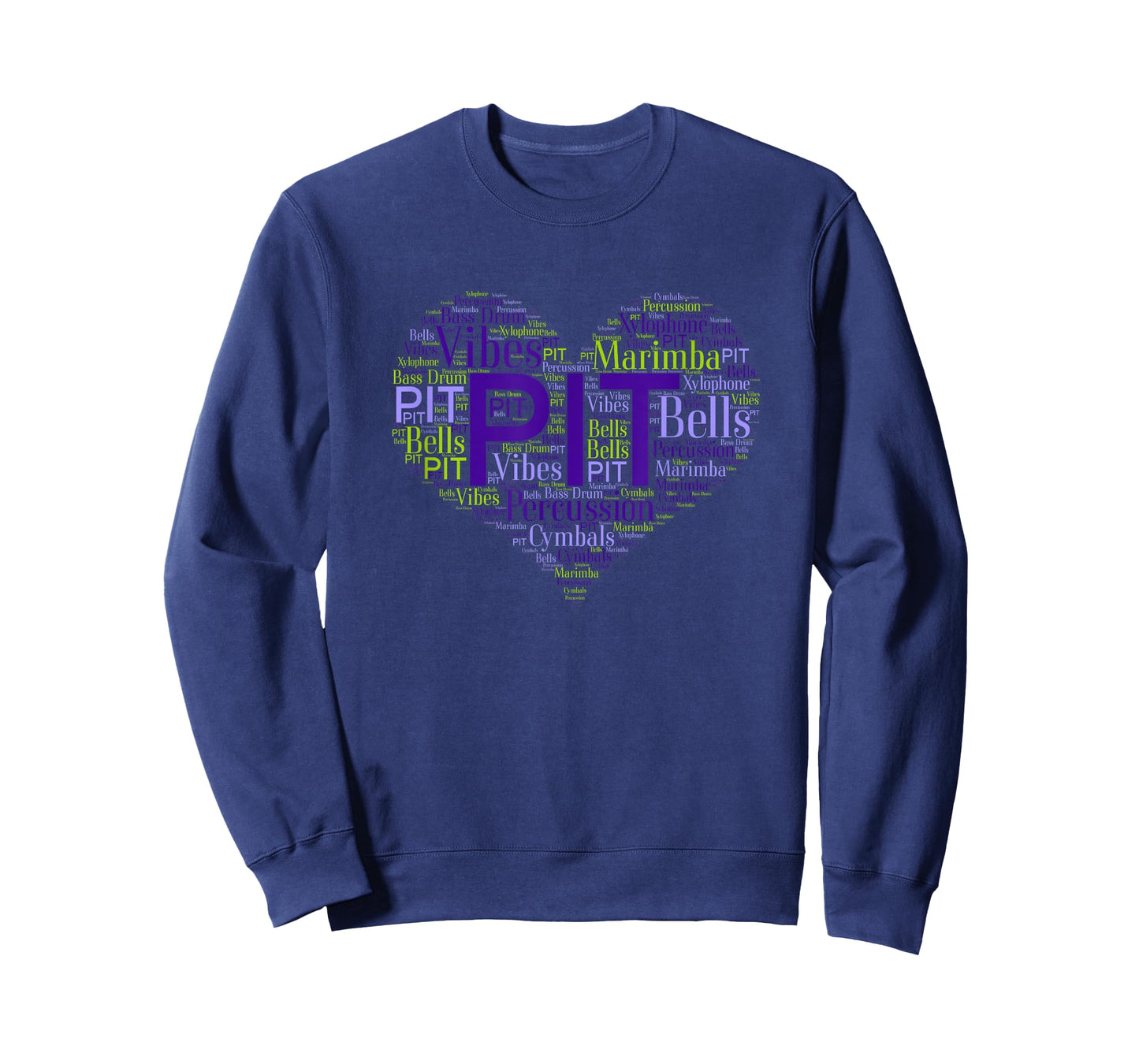 I Love PIT Marching Band Percussion Heart Word Cloud T-shirt