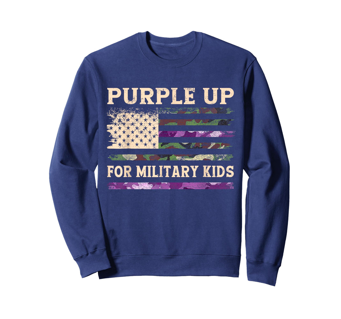 Purple Up for Military Kids Military Child Month USA Flag T-Shirt