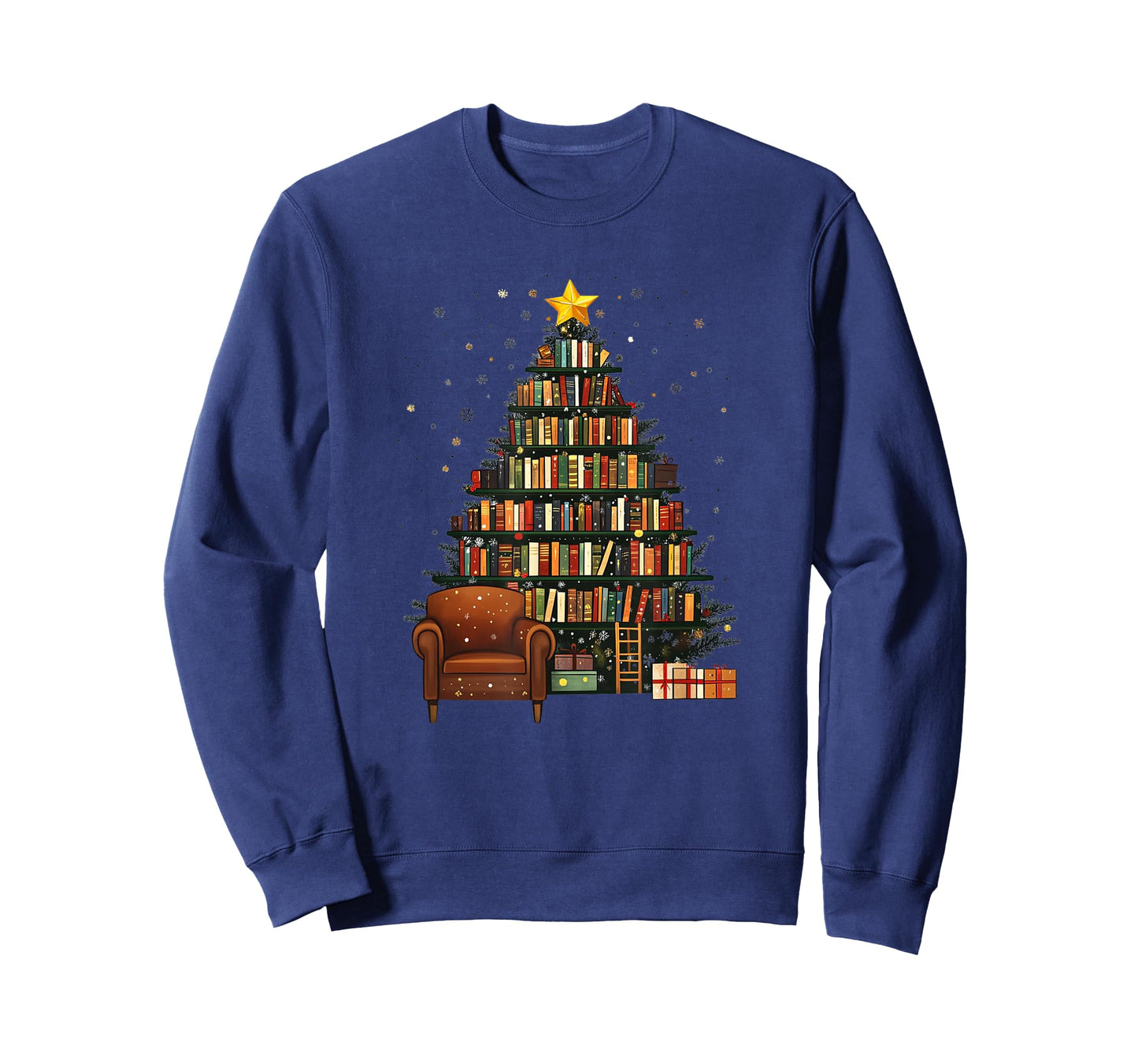 Christmas Tree Bookshelf - Book Lover Library T-Shirt