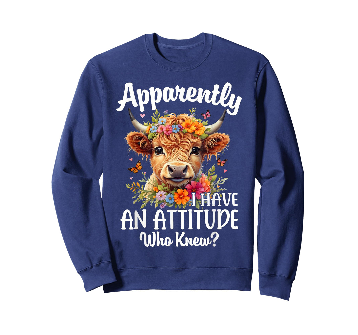 Apparently I Have An Attitude Who Knew Highland Cow Print T-Shirt