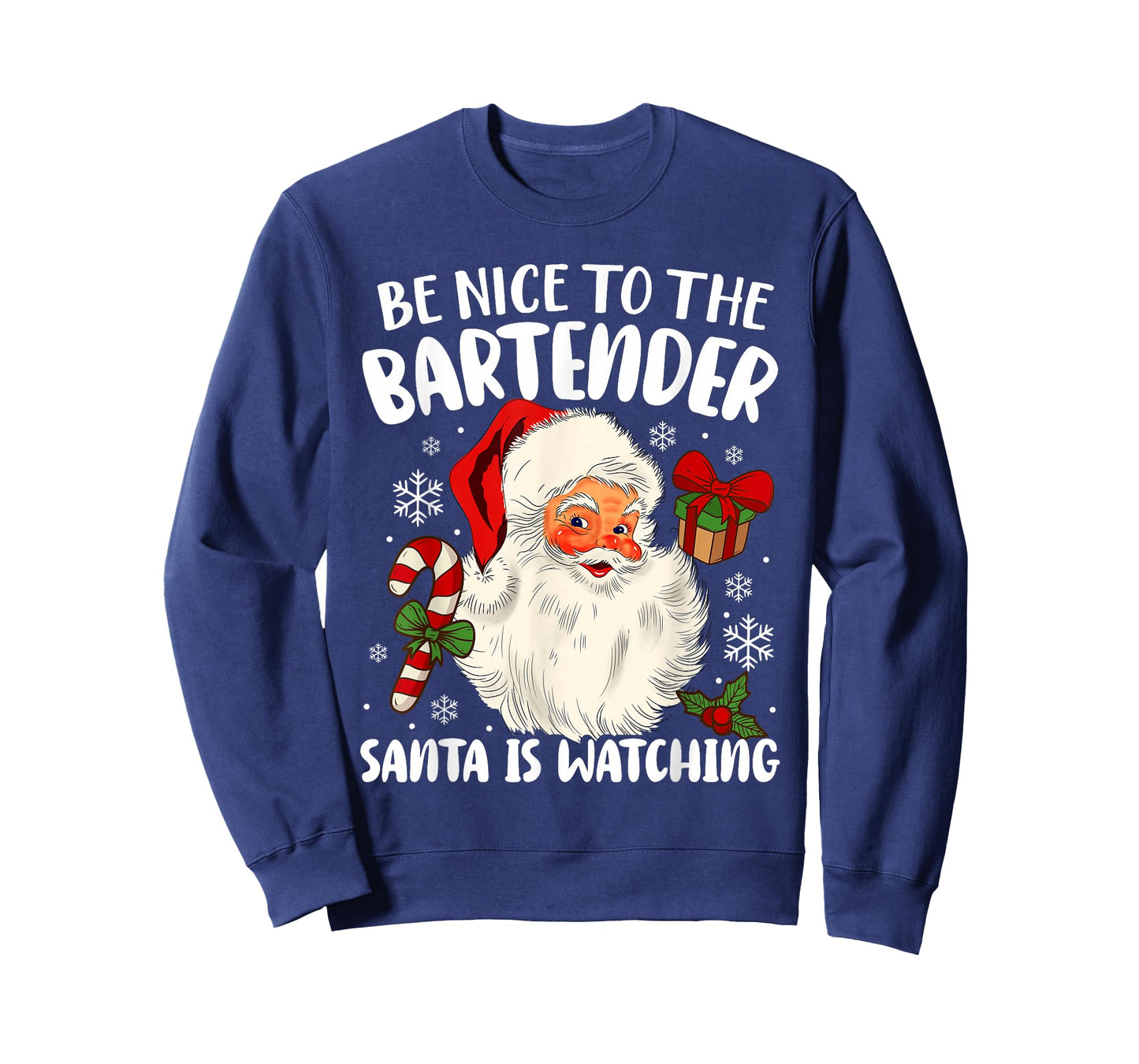 Be Nice To The Bartender Santa Is Watching Christmas Xmas T-Shirt
