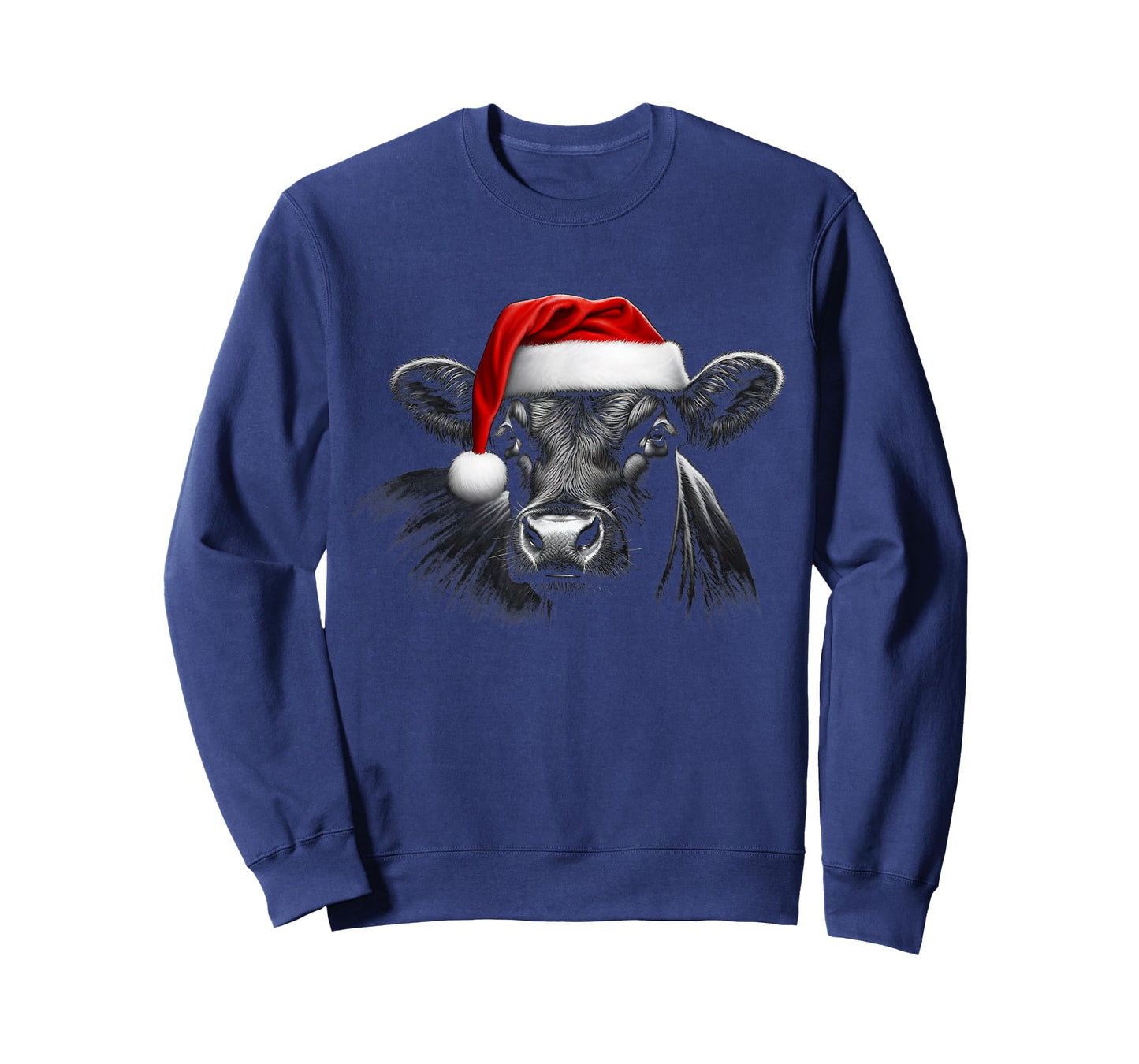Angus Rancher Christmas Hat Cow Santa Hat Black T-Shirt