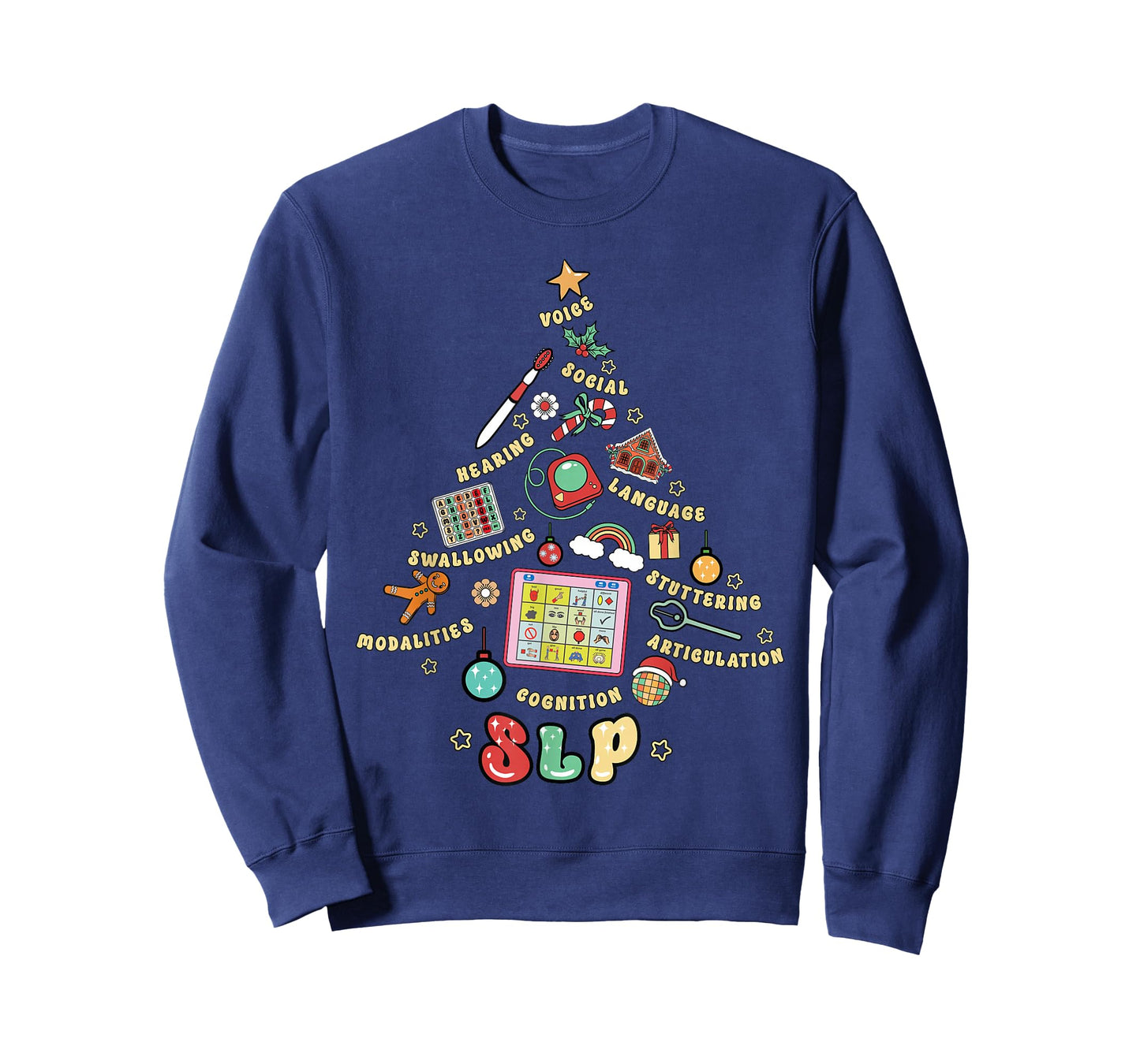 Christmas Tree SLP Speech Language Pathology Therapist Xmas T-Shirt